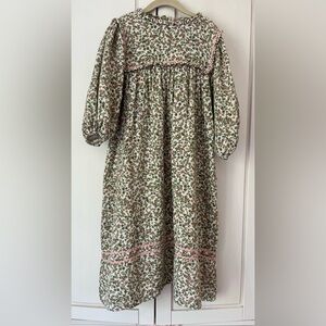 Bebe organic green garden dainty floral organic cotton midi dress